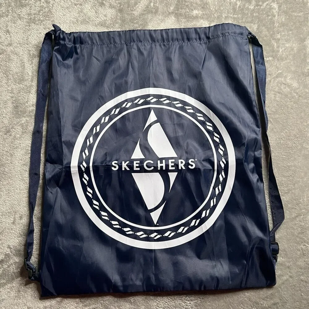 Sketchers Drawstring Bag Blue White Graphic Print Backpack